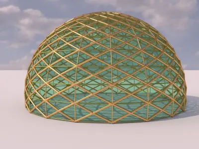 Dome mandala and geodesic like structure with glass enclosure 3D model