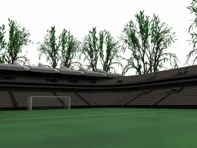 Soccer Stadium Low-poly 3D model 2