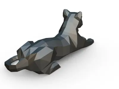 leopard low poly panther 3D print model
