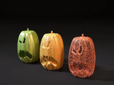 Set of pumpkins 3D print model
