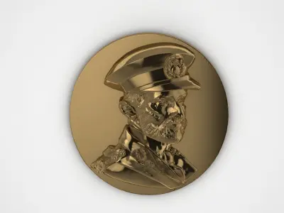 bas-relief of a military man 3D print model