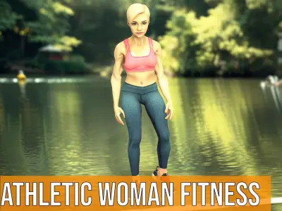 Athletic Woman Fitness model pack Low-poly 3D model