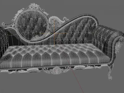 French Style Pune Settee Sofa - Chesterfield Surface 3D model