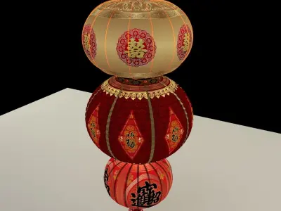 Chinese Red Lantern 3D model 32