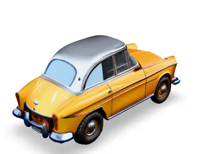 Classic Orange Vintage Car 3D Model Low-poly 3D model