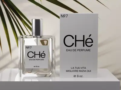 Perfume bottle and packaging  3D model