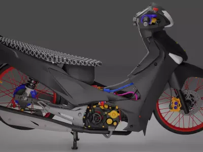 Motorcycle modified from the original condition to be stronger  3D model