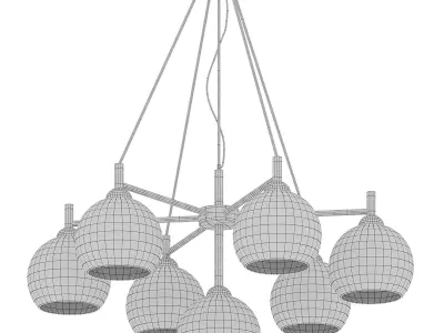 Pendant chandelier with glass shades ETNA 3D model