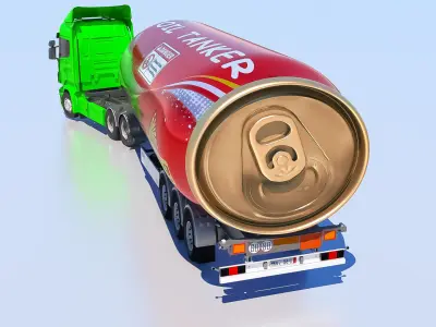 Premium Oil Tanker Truck Fuel Tanker 3D Model - High-Quality Low-poly 3D model