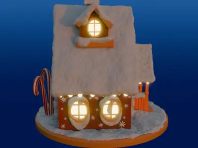 Snowy gingerbread house 3D print model