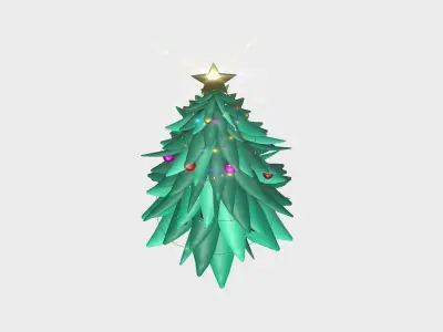 Christmas Tree 08 Green Aqua - Cartoon Interior Decoration Low-poly 3D model