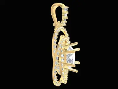 Luxury Spiral Halo Gemstone Pendant for Women 2267 3D print model