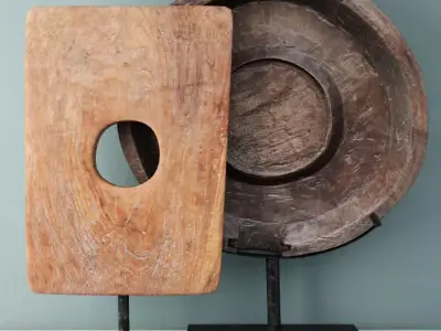 Teakwood Sculptures on Stand 3D model