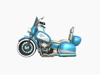 Motorcycle Cartoon B08 Blue White - Custom Vehicle Design Low-poly 3D model