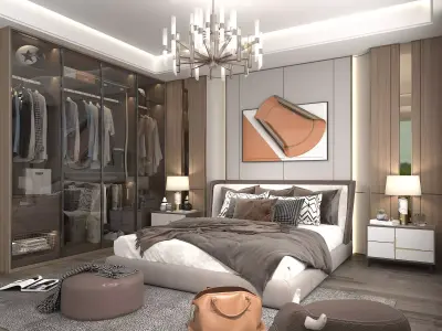 Modern Bedroom Scene 13 3D model