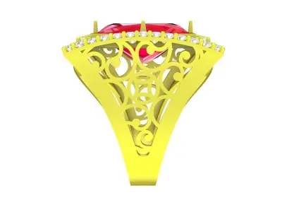 Luxury Rectangle Halo Pave Ring 3D Model for Fine Jewelry 5024 3D print model