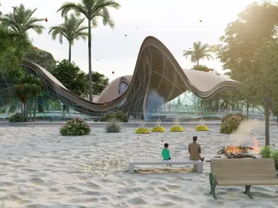 Futuristic Curvature Family Pavilion 3D model