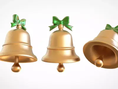 Christmas Bells Realistic Holiday Decoration Asset 002 Low-poly 3D model