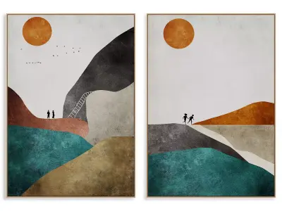 Abstract Painting Frame set 3D model 8
