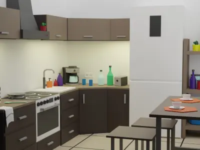 Kitchen Room 5 Low-poly 3D model