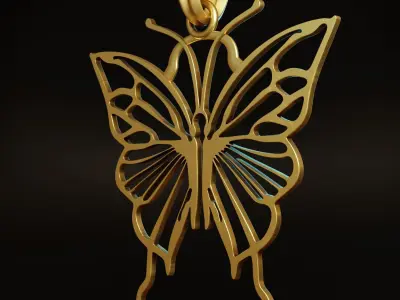 Butterfly Stylized Pendant Amulet Necklace Design 3D print model