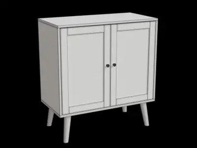Bohemian Solid Wood And Rattan Accent Cabinet Low-poly 3D model