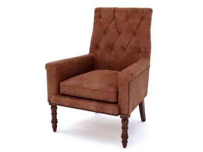 Georgian Style Leather Wingchair 3D model