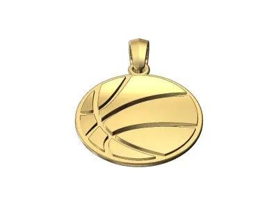 Basketball engraving pendant with bail 3D print model