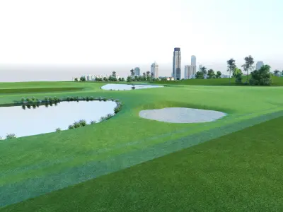 Golf course Low-poly 3D model