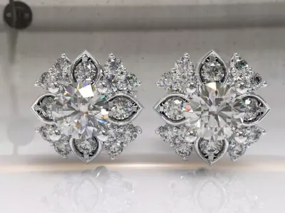 Timothes Diamond Earing 3D JewelryModel Printable 3D ER7 3D print model