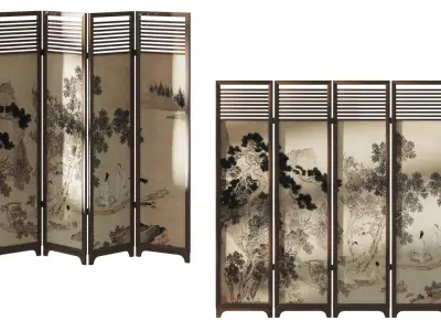 Chinese style screen 3D model