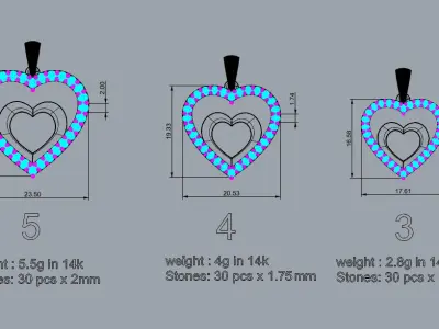 HEART PENDANT LOVE SIGN - Diamonds Valentines Day 3D print model