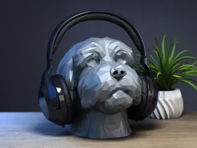 dog head Headphone Stand dog head Headset Stand 3D print model
