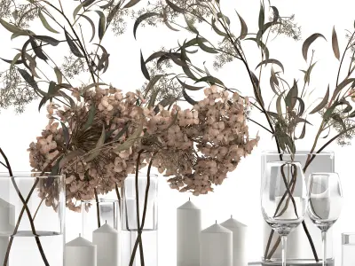 Table setting with dry plants 3D model