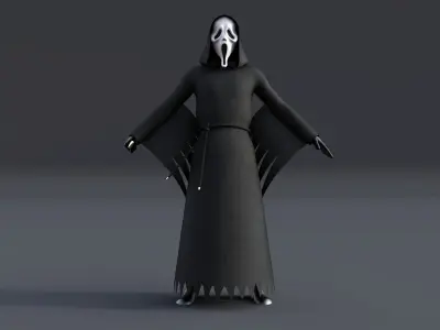 Ghost face Scream Halloween Rigged Animated Low-poly 3D model