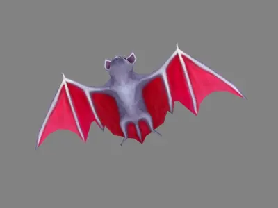 Cartoon bat Low-poly 3D model