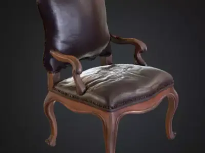 Vintage Elegance Chair Low-poly 3D model