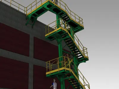 Industrial Ladder Low-poly 3D model