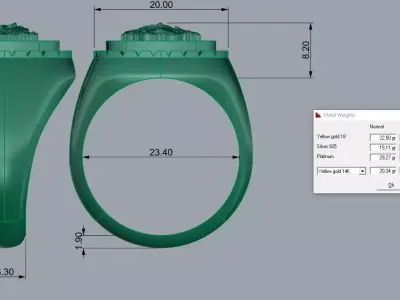 Elegant  Versace Mens Ring Gold Jewelry 3D print model