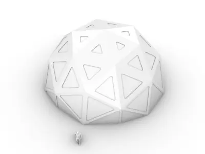 Geodesic Dome with Dynamic Perforations and glass panels  3D model