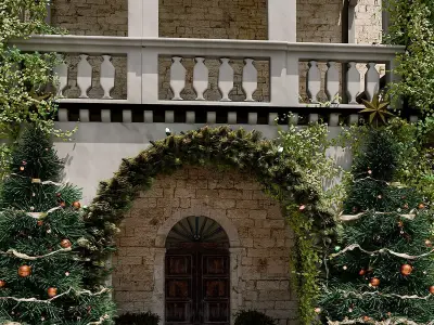 Home Exterior Environment with Holiday Decoration 3D model