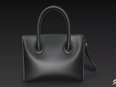 Black Formal Office Handbag Low-poly 3D model