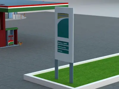 Gas Station Low-poly 3D model