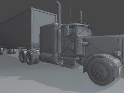 Delivery Truck with Trailer Low-poly 3D model