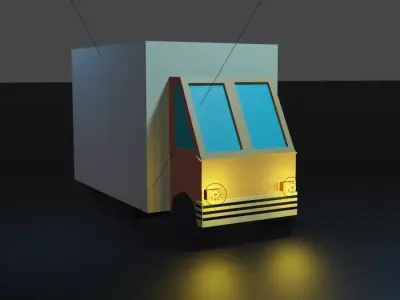 Truck low poly flat 3D model