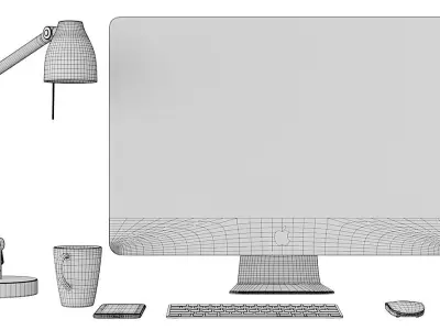 Workplace With Imac BLENDER 3D Model Cycles 3D model