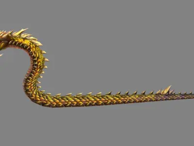Golden Python - Venomous snake Low-poly 3D model