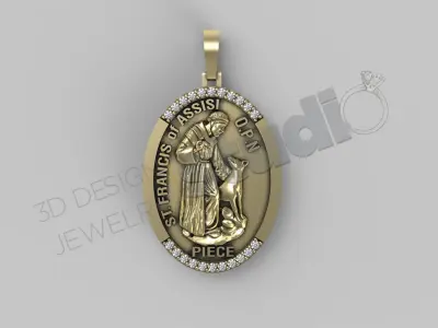 Highly luxury Saint Francis with gems in 3d model 3D print model