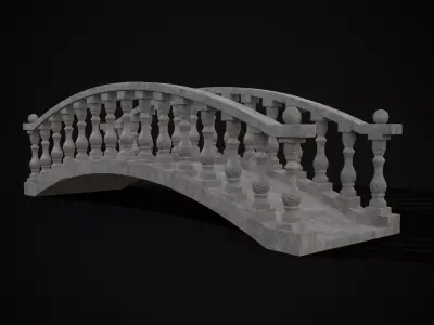 Stone Curved Bridge Low-poly 3D model