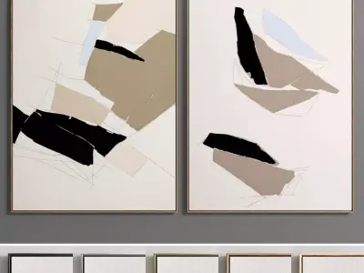 Plaster Two Photo Frame 90 Low-poly 3D model